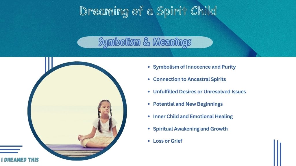 Dreaming of a Spirit Child Meaning info-graphic