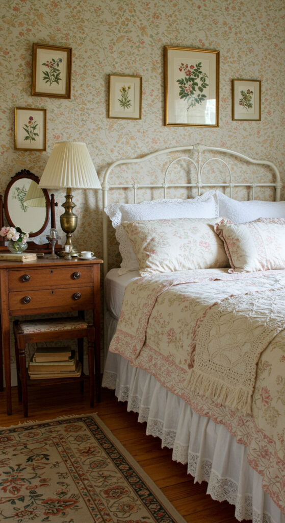 1. Romantic Floral Vintage Cozy Bedroom