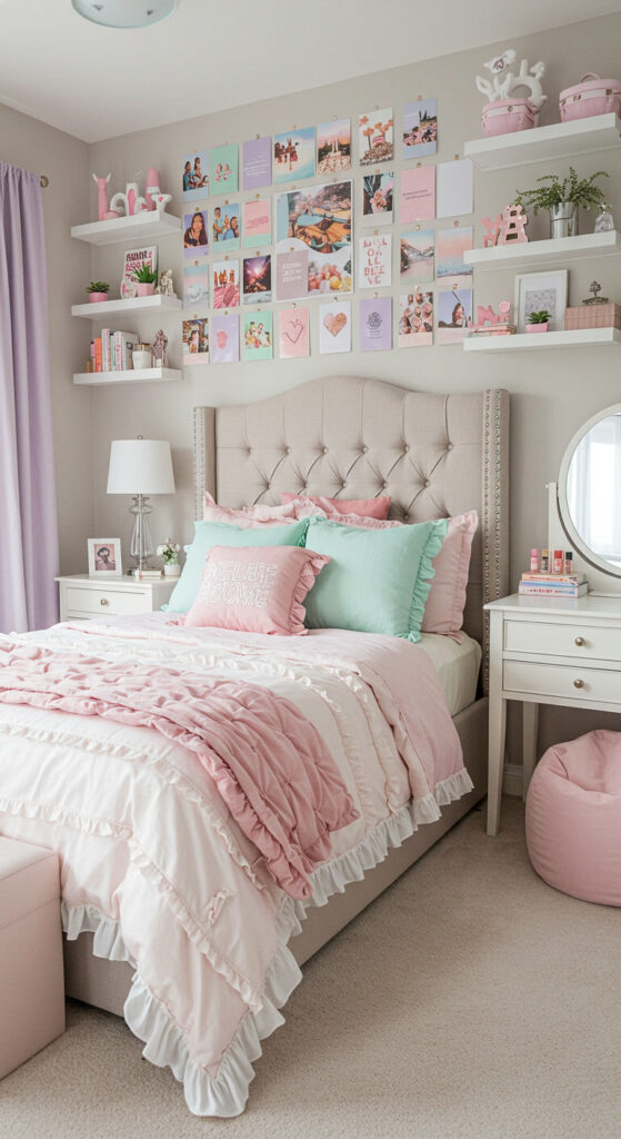 1. Soft Pastel Dream Teenage Girl’s Bedroom