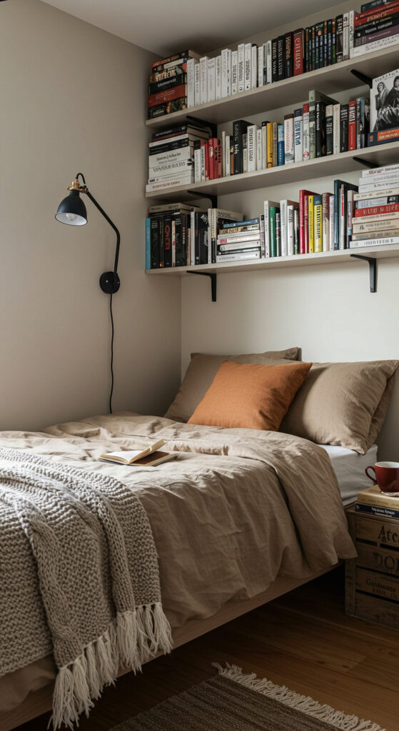11. Cozy Book Nook Bedroom in a Small Space