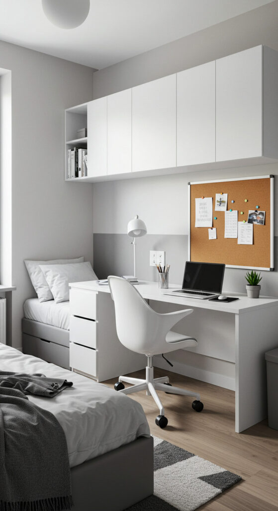 11. Minimalist Study-Focused Teen Bedroom