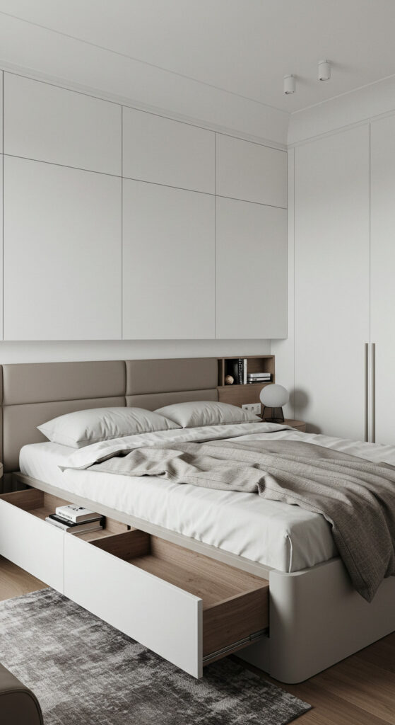 12. Minimalist Bedroom for Couples with Hidden Storage