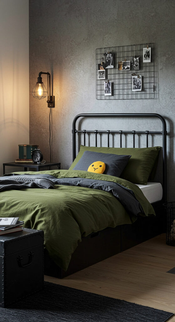12. Minimalist Industrial-Chic Teen Bedroom