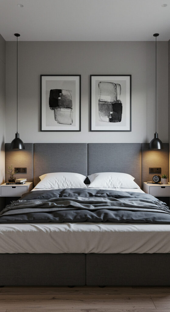 12. Modern Minimalist Bedroom with Symmetrical Design