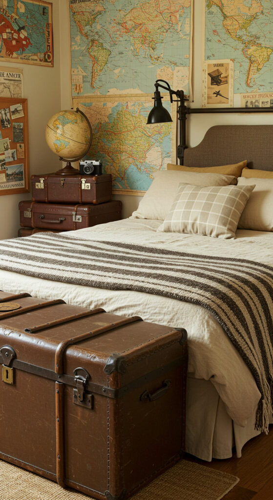 13. Cozy Vintage Traveler’s Bedroom