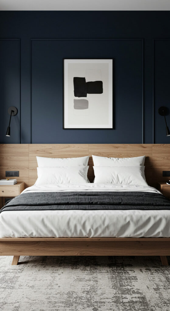 13. Minimal Couple’s Bedroom with Accent Wall