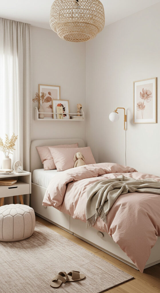 13. Soft Minimalist Bedroom for Teen Girls or Boys