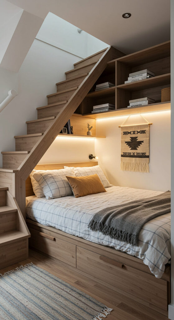 14. Cozy Under-Stair Bedroom Niche