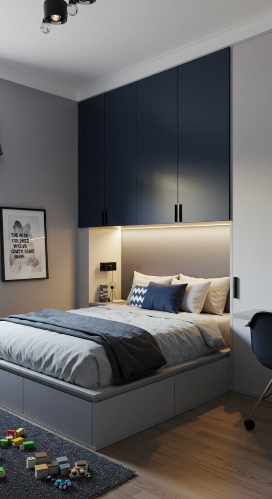 14. Minimalist Bedroom with Custom Wall Niche