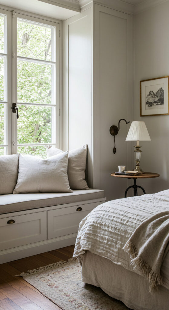 16. Cozy Window Seat Bedroom Nook