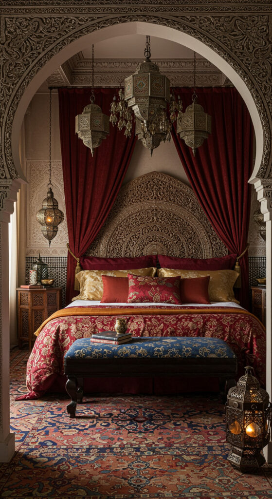 16. Moroccan-Inspired Romantic Couple’s Bedroom