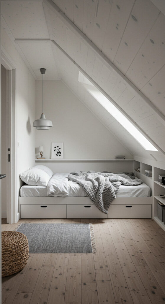 17. Cozy Scandinavian Attic Bedroom