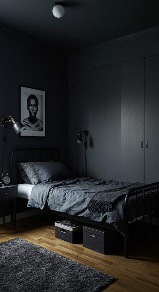 17. Moody Minimalist Teen Bedroom