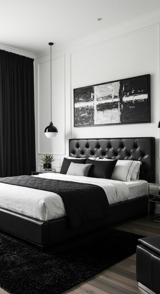 18. Black-and-White Modern Couple’s Bedroom
