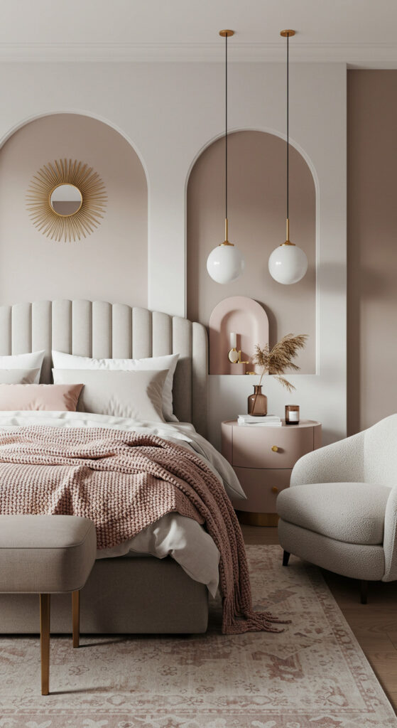 18. Romantic Modern Bedroom with Arched Features