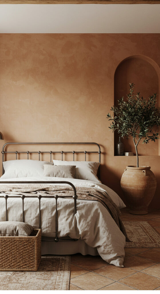 19. Earthy Mediterranean Couple’s Bedroom