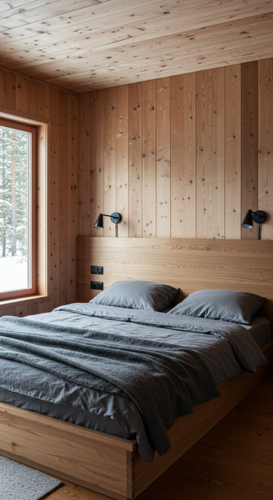 19. Minimalist Scandinavian Cabin Bedroom for Couples