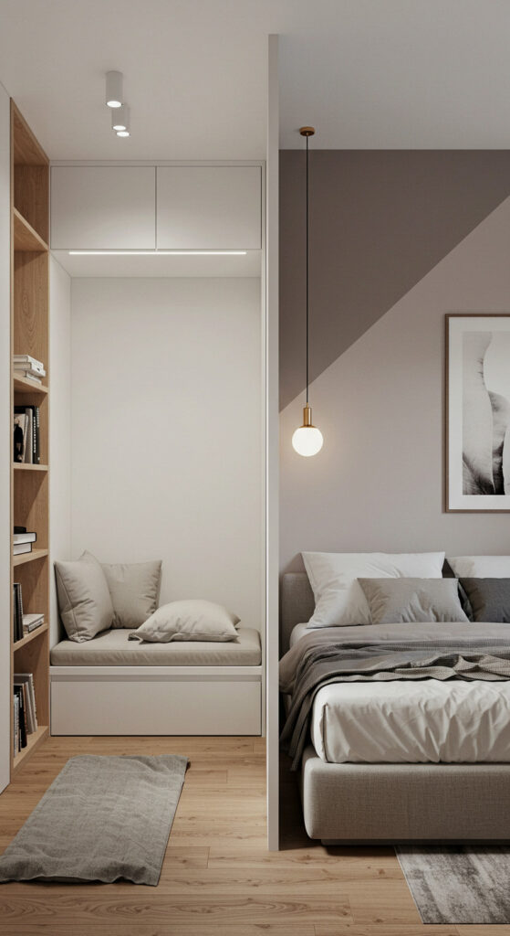 20. Minimalist Couple’s Bedroom with Dual Functionality