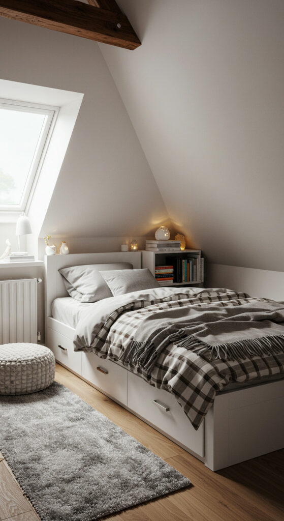 3. Attic-Style Cozy Small Bedroom with Sloped Ceiling
