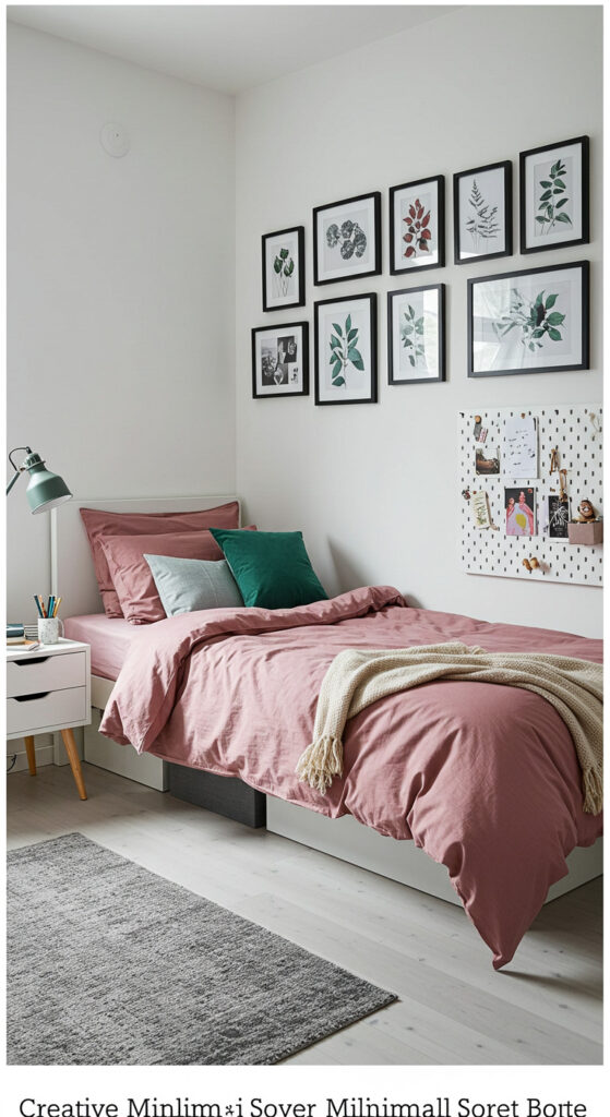 3. Creative Minimalist Teen Bedroom with Gallery Wall