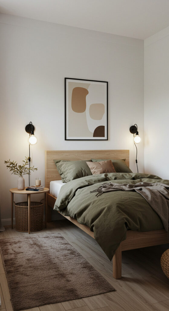 4. Minimalist Cozy Small Bedroom with Warm Accents
