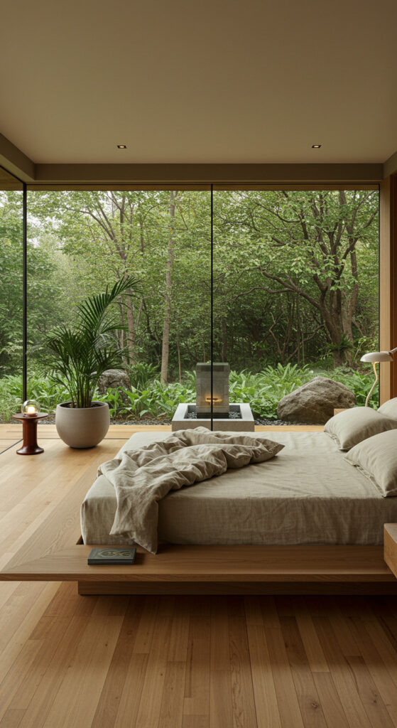 4. Nature-Focused Zen Bedroom for Couples