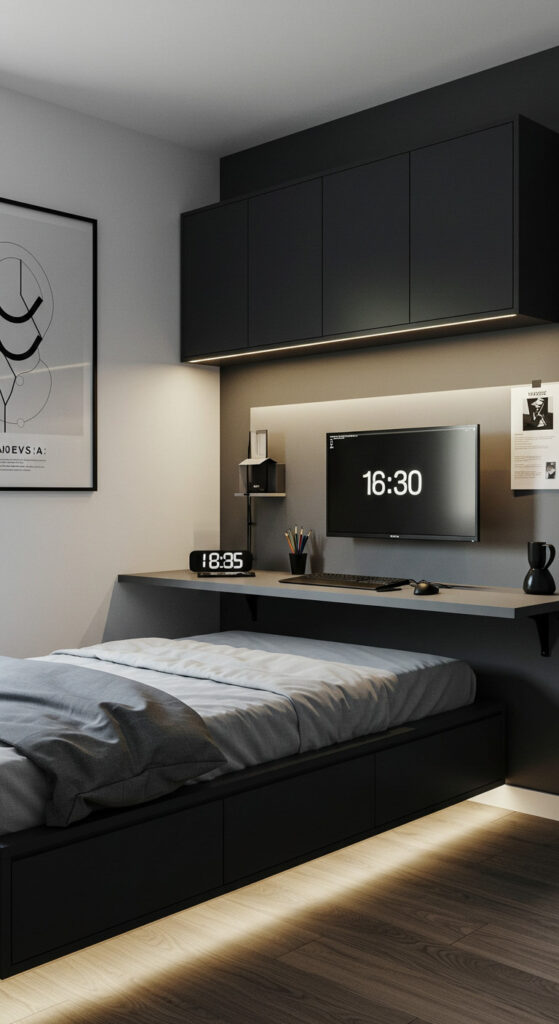 4. Tech-Forward Minimalist Teen Bedroom