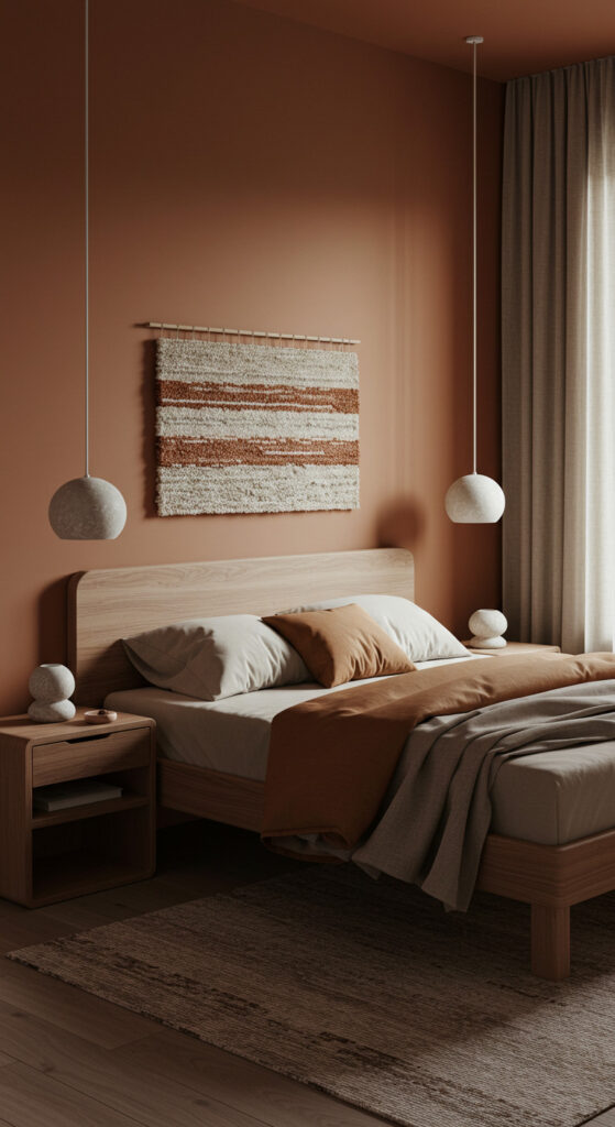 6. Earth-Toned Minimalist Couple’s Bedroom