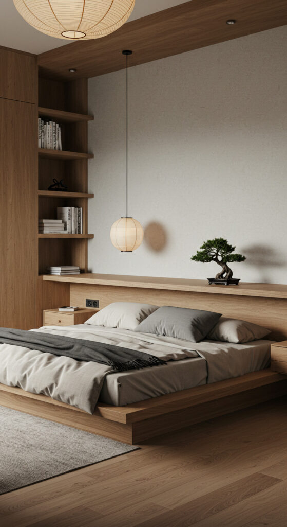 7. Japandi-Style Modern Bedroom for Men