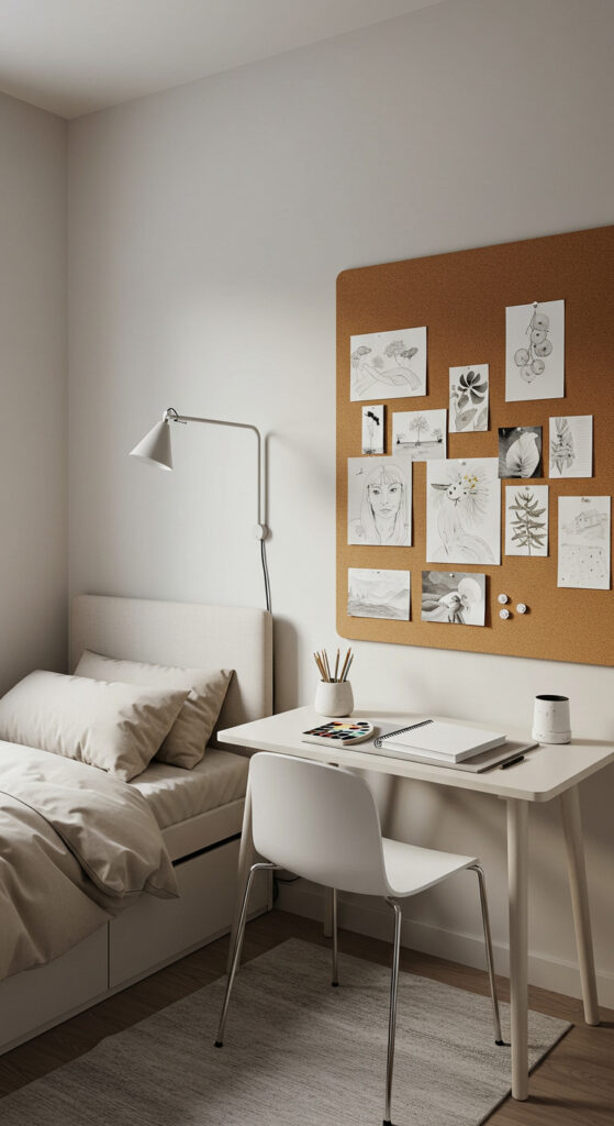 8. Artistic Minimalist Teen Room with Neutral Tones