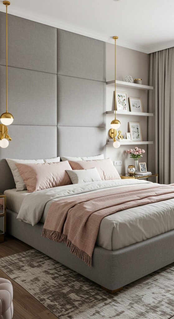 8. Contemporary Romantic Bedroom with Mirror Accents