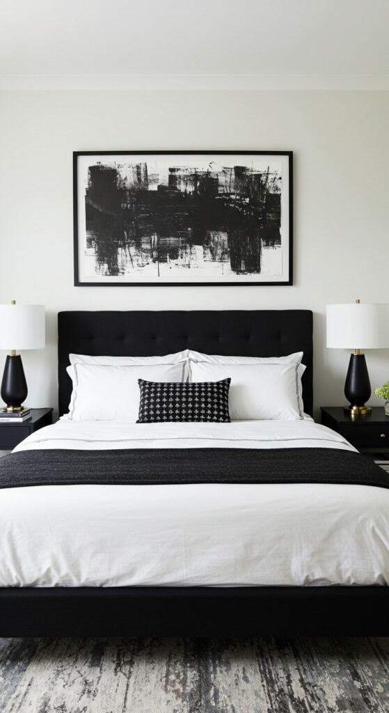 9. Black-and-White Modern Bedroom for Couples