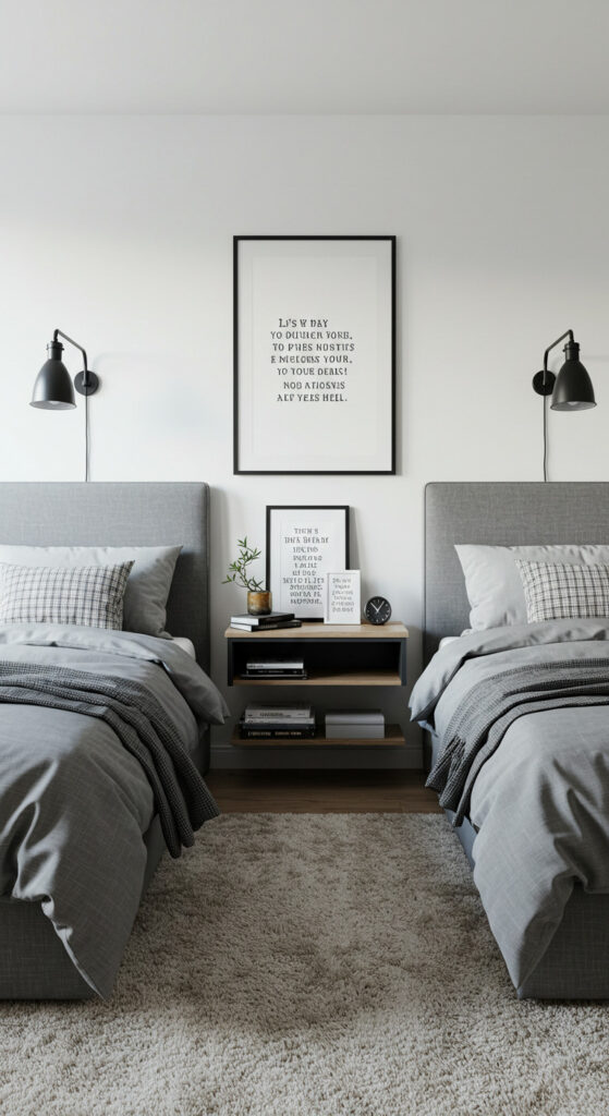 9. Minimalist Twin Bedroom for Teen Siblings or Guests