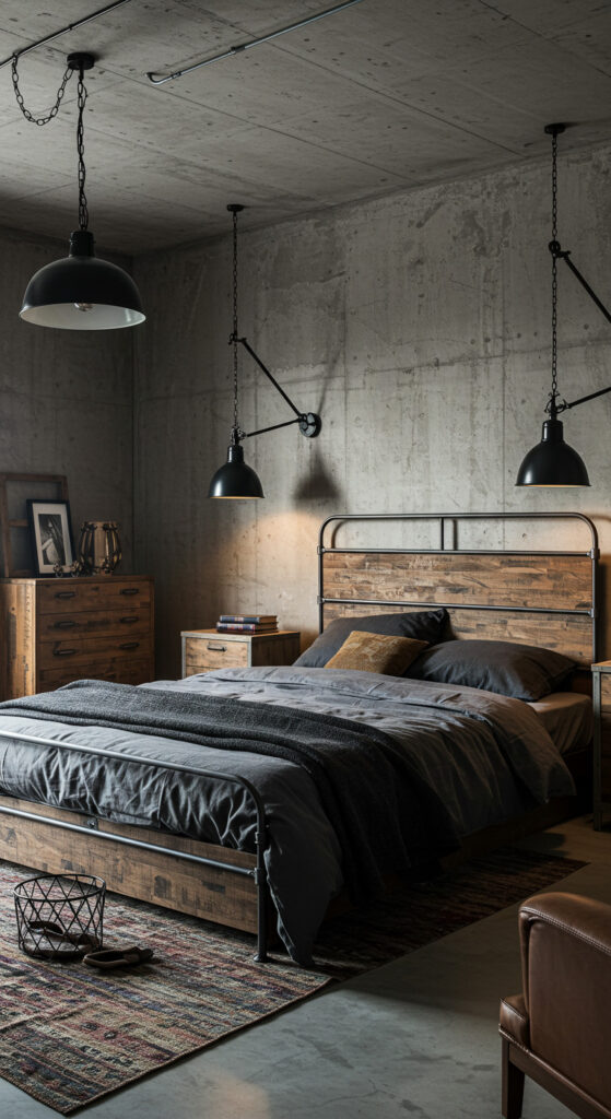 Industrial Loft-Style Men’s Bedroom