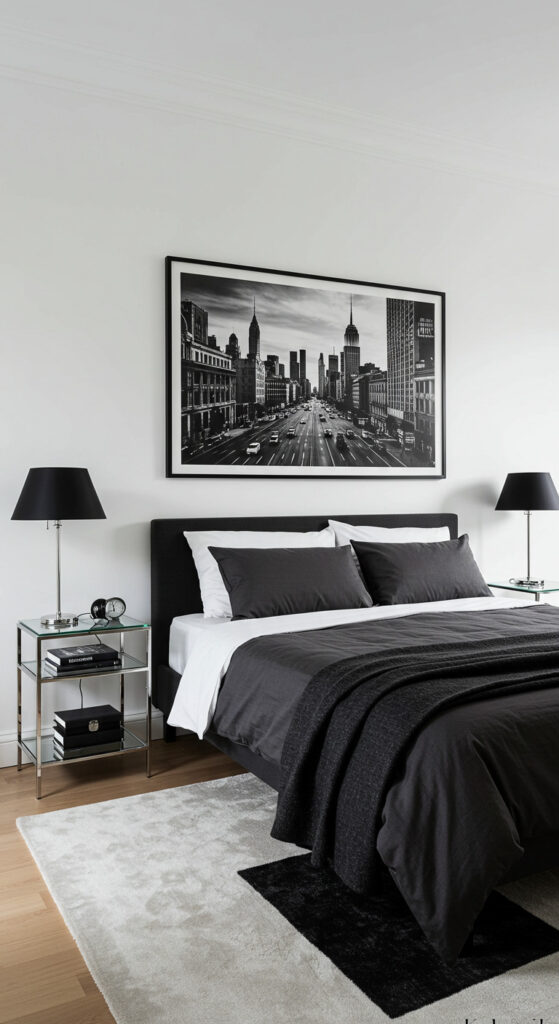 Monochrome Bachelor Bedroom