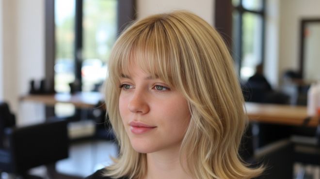 Blonde Wolf Cut With Bangs