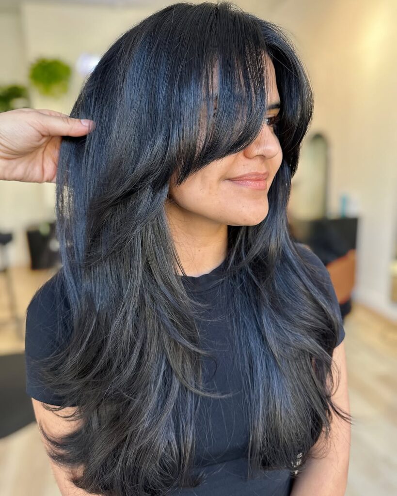 Long Wolf Cuts With Curtain Bangs hairby_alyy