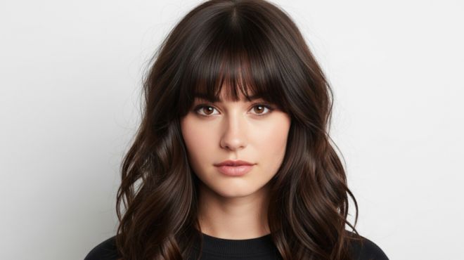 Long Wolf Cuts With Curtain Bangs