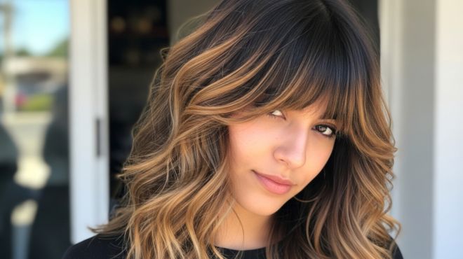 Wavy Wolf Cuts With Bangs