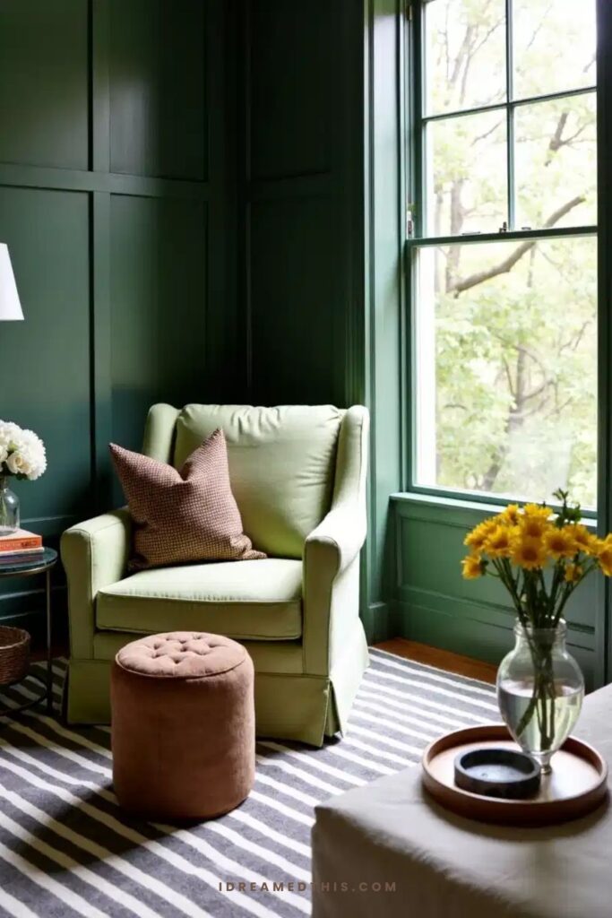 Cozy Green Reading Corner