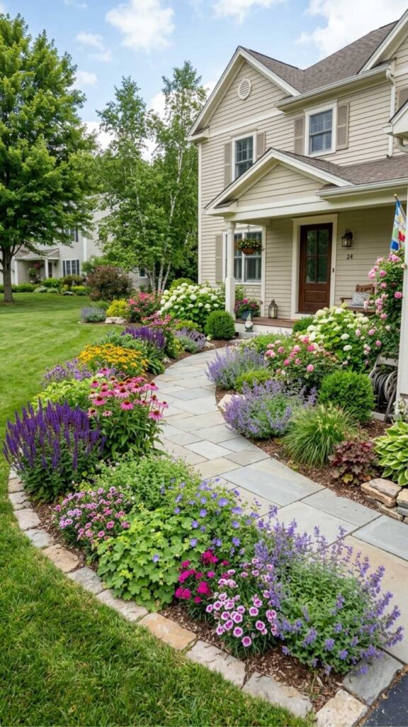 Border Flower Beds Along Walkways