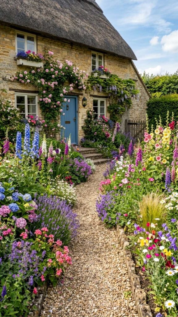 Cottage-Style Dense Flower Beds