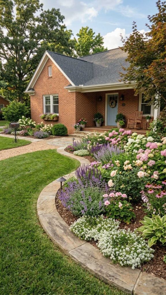 Curved Flower Bed Borders for Soft Appeal