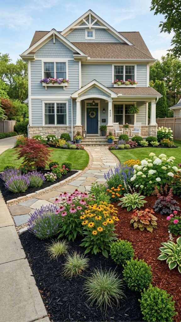 Flower Beds with Decorative Mulch Finish