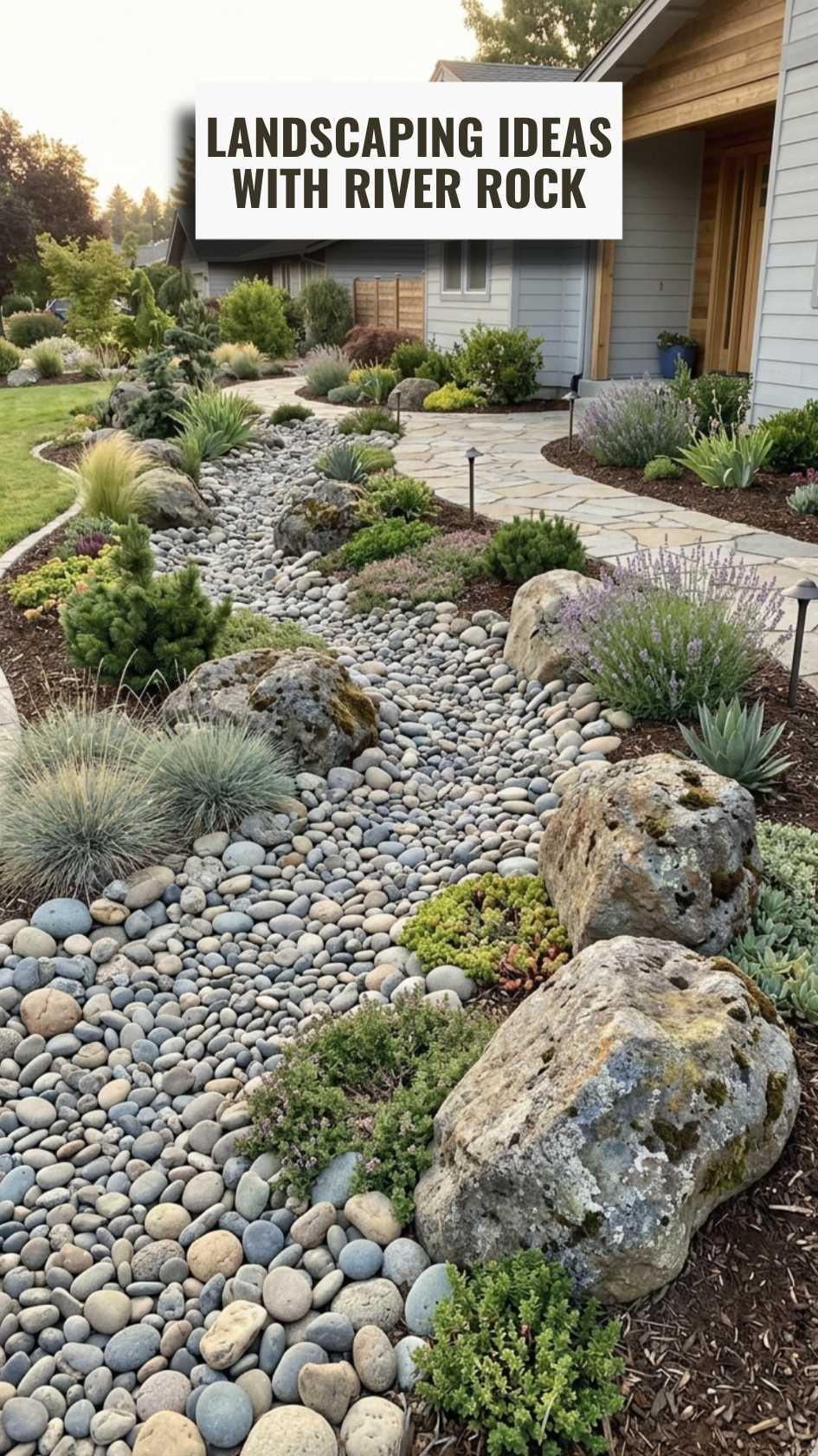 11 Stunning Landscaping Ideas With River Rock Instead of Mulch ...